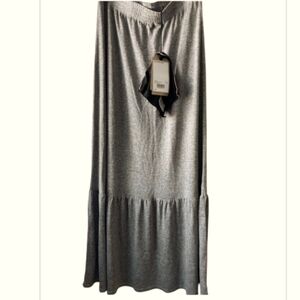 Prana Gray Tiered Cozy Up Hemp Jersey Knit Maxi Skirt Heather Gray S